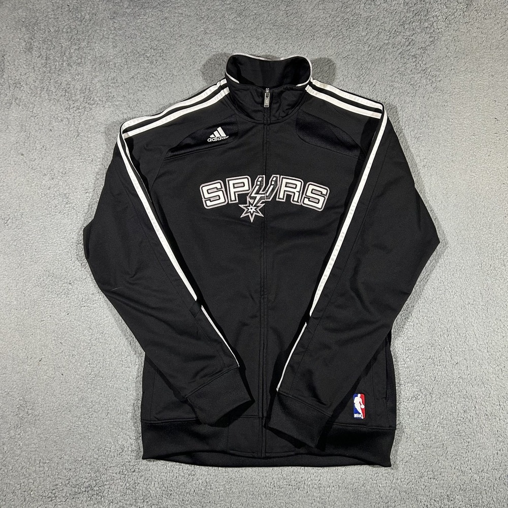 Adidas San Antonio Spurs Black Track Jacket Full Zip Men's Medium #3802